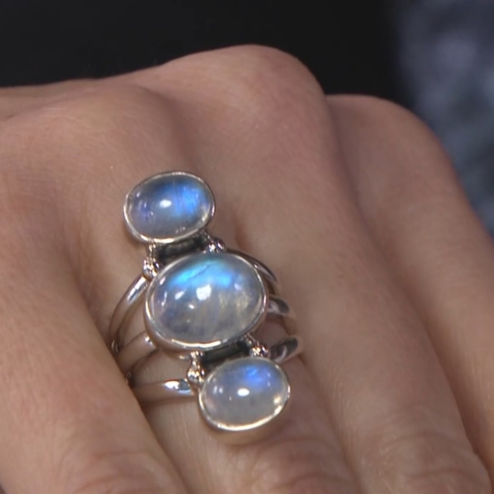 NICKY BUTLER Designer NB 925 Sterling Silver Rainbow Moonstone Ladies Ring - Picture 2 of 16